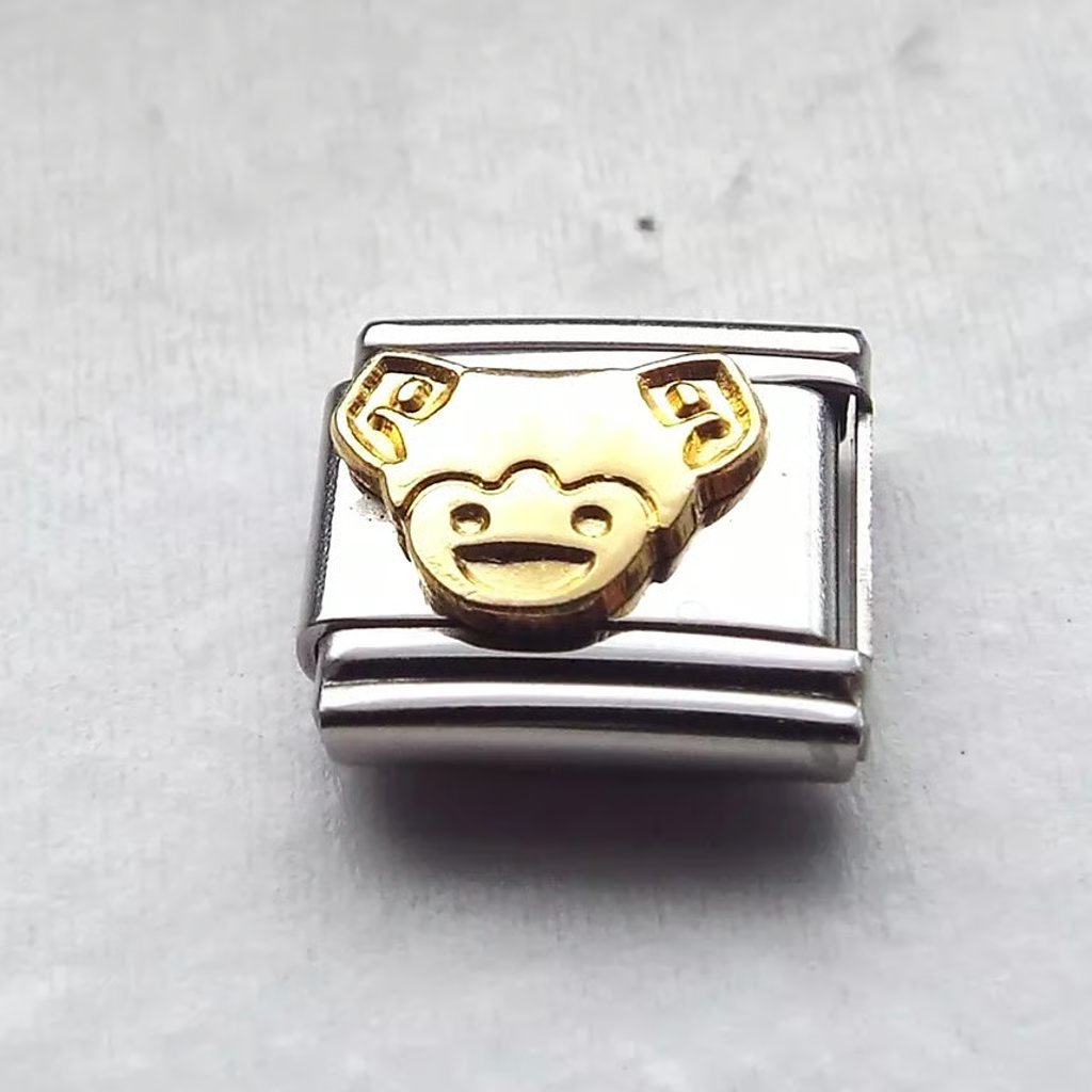 Gold Enamel Robot Girl 9mm Stainless Steel Italian Charm Bracelet Link New